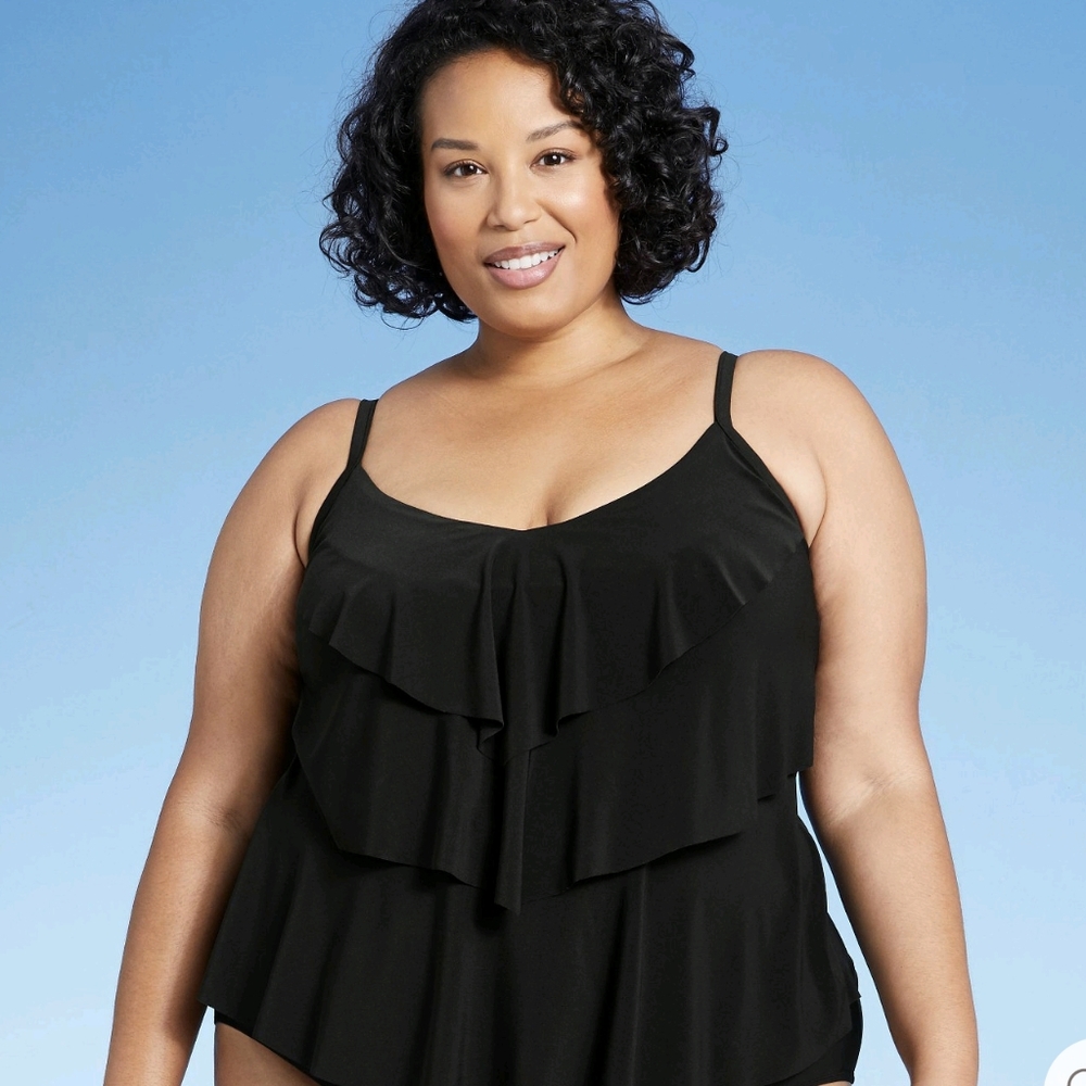 Target Aqua Green tiered Tankini Top and matching bottom